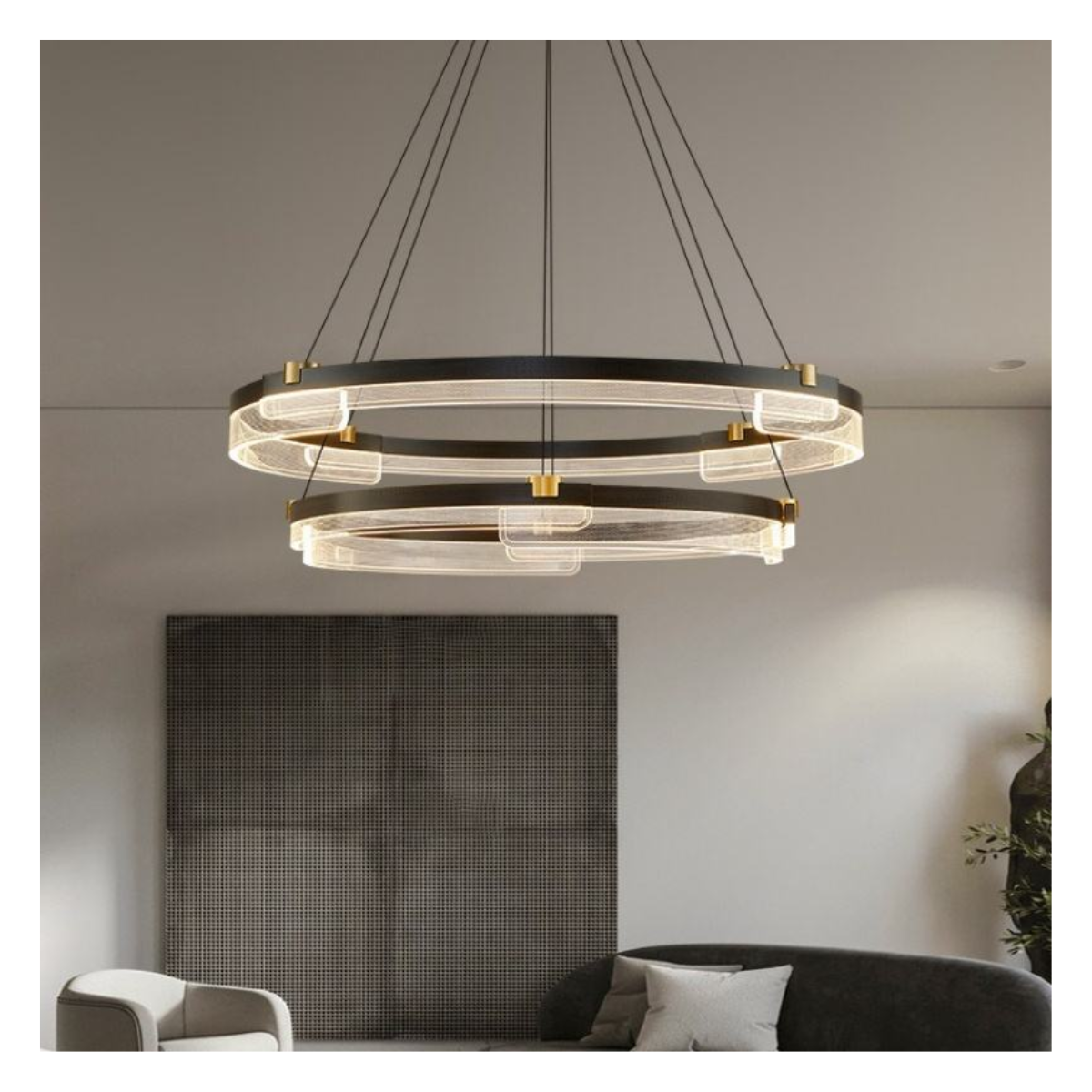 Twin-Tier Halo Ring Chandelier
